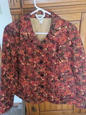 Floral Swirl Jacket in Red, Black, & Orange